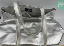Bloomingdale Tote Bag - SILVER/ SILVER LARGE Size 17"x11"x6" NEW PICTURES.