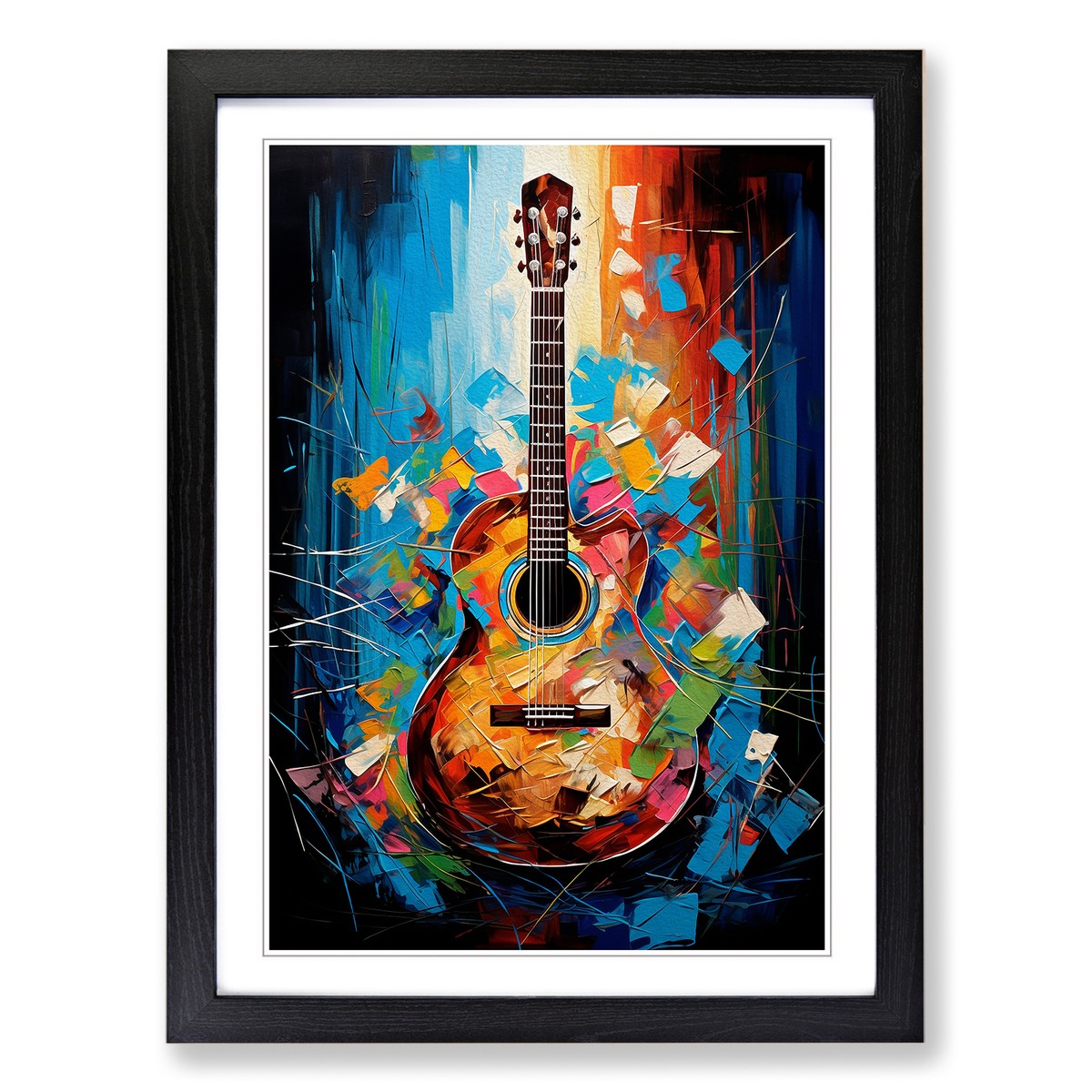アート・デザイン・音楽 Acoustic Guitar Workshop Acoustic Guitar Modern No.2 Framed Wall Art Print Large Picture