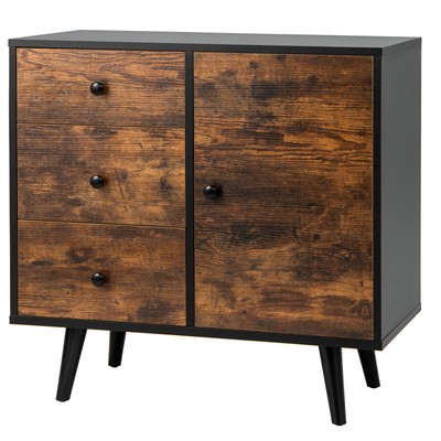 Topbuy Storage Cabinet with 3 Drawers and Door Cabinet Industrial Wood Accent