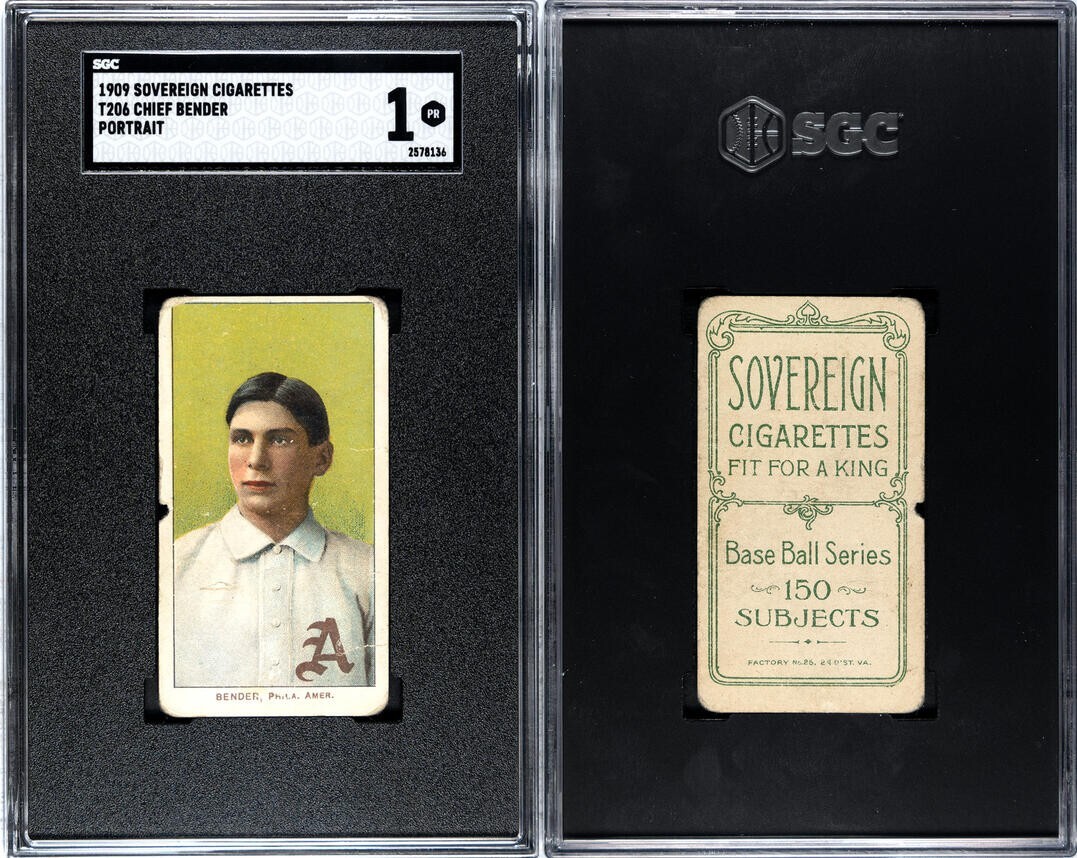 T206 1909 Chief Bender Portrait, Philadelphia Athletics SOVEREIGN 150 SGC 1