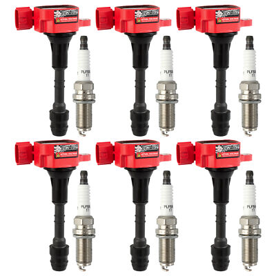6 Ignition Bobinas W/Spark Plug For Nissan Altima Maxima Quest Murano 3.5L UF349