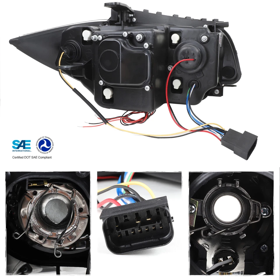 Se adapta a 08-13 BMW E82 E88 Serie 1 Negro Doble Halo Proyector LED Faros Lámparas Foto 3 de 4