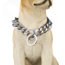Pet Dog Silver Stainless Steel Curb Cuban Link 15MM 24" Dog Chain Collar Choker