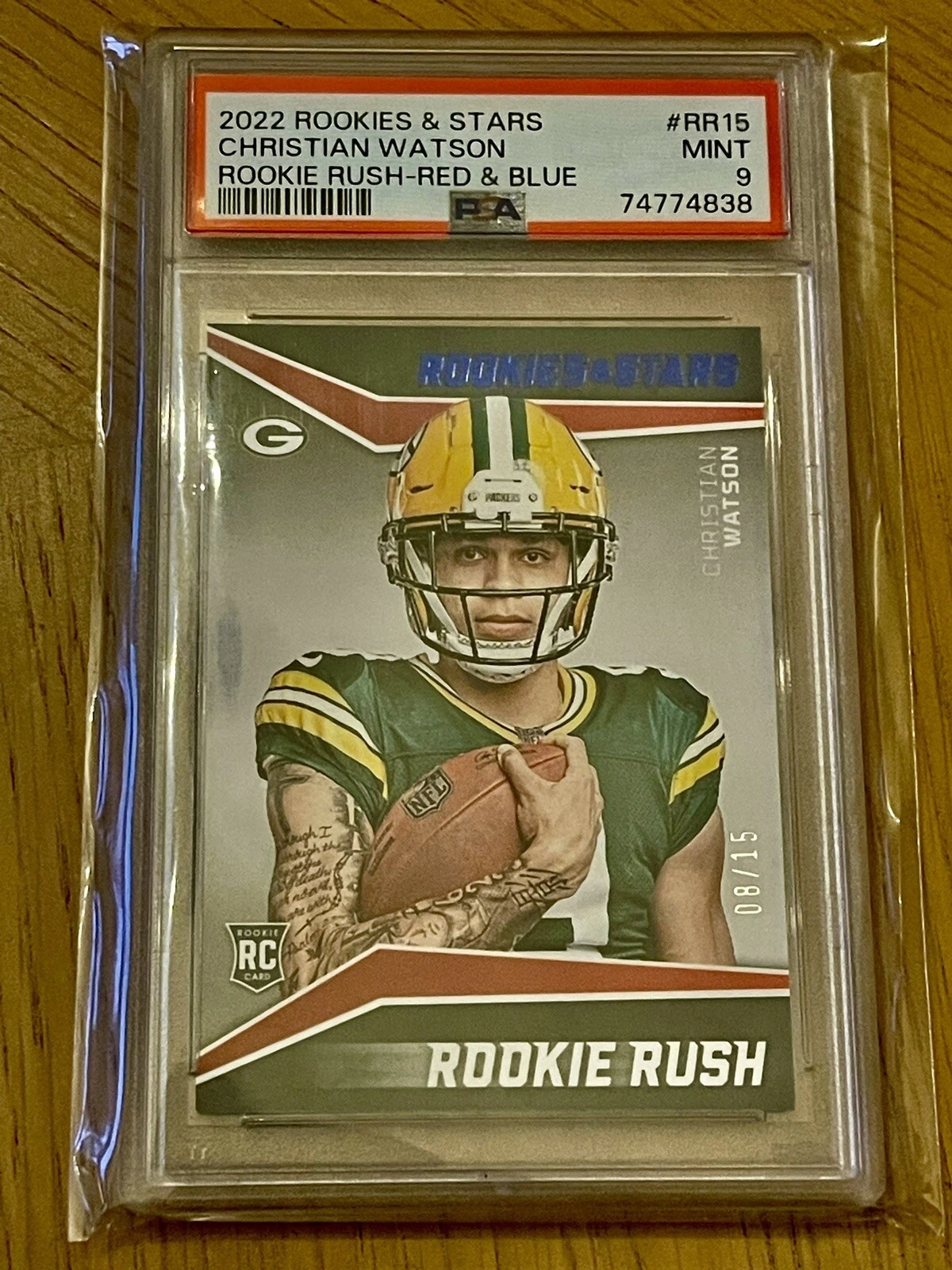 Christian Watson Panini Rookies & Stars Rookie Rush #RR15 Red & Blue