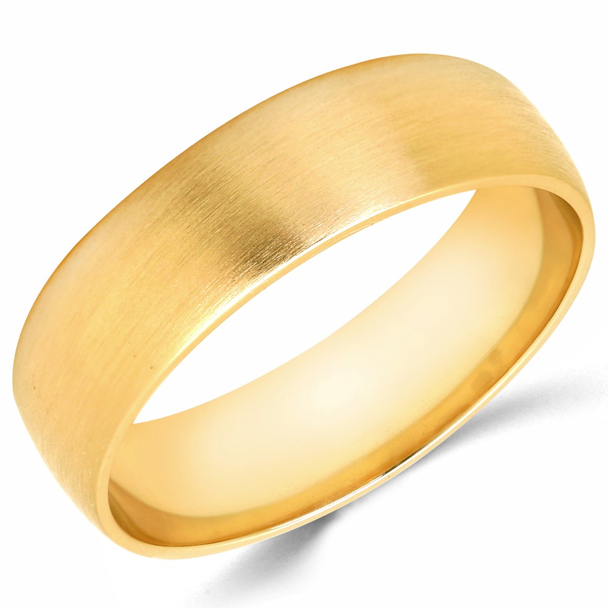 Solid 10K Yellow Gold 6mm Brush Finish Comfort Fit Men Women Wedding Band  Ring