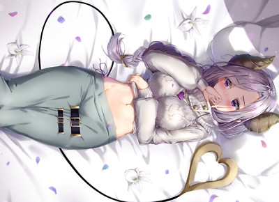 Anime honey strap tail horns bed belly blushing purple Play Gaming Mat Desk