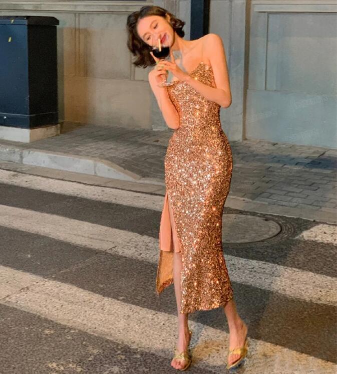 open lace back dress One-Shoulder Sequin Fringe Party Dress