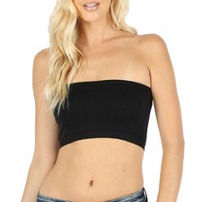 Zenana Seamless 7-Inch Bandeau Bra - Pack of 2 - Black