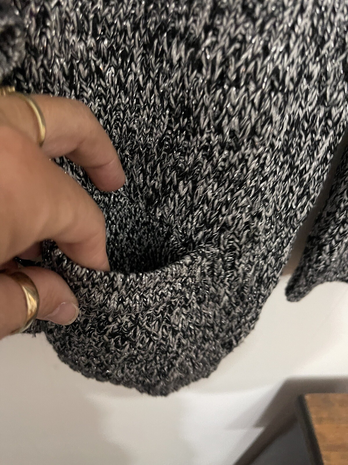 Ruby Rd L black gray and silver metallic cardigan… - image 3
