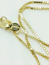 10k Solid Yellow Gold Box Link Necklace Pendant Chain 16" - 30" .8mm