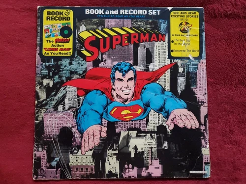 Vintage Superman Book & Vinyl Record Set D.C. Comics 1976 Power Records #BR514