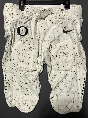 Oregon Ducks PE Game Worn Nike 38 Speckle Eggshell Football Pants W/Pads & Belt