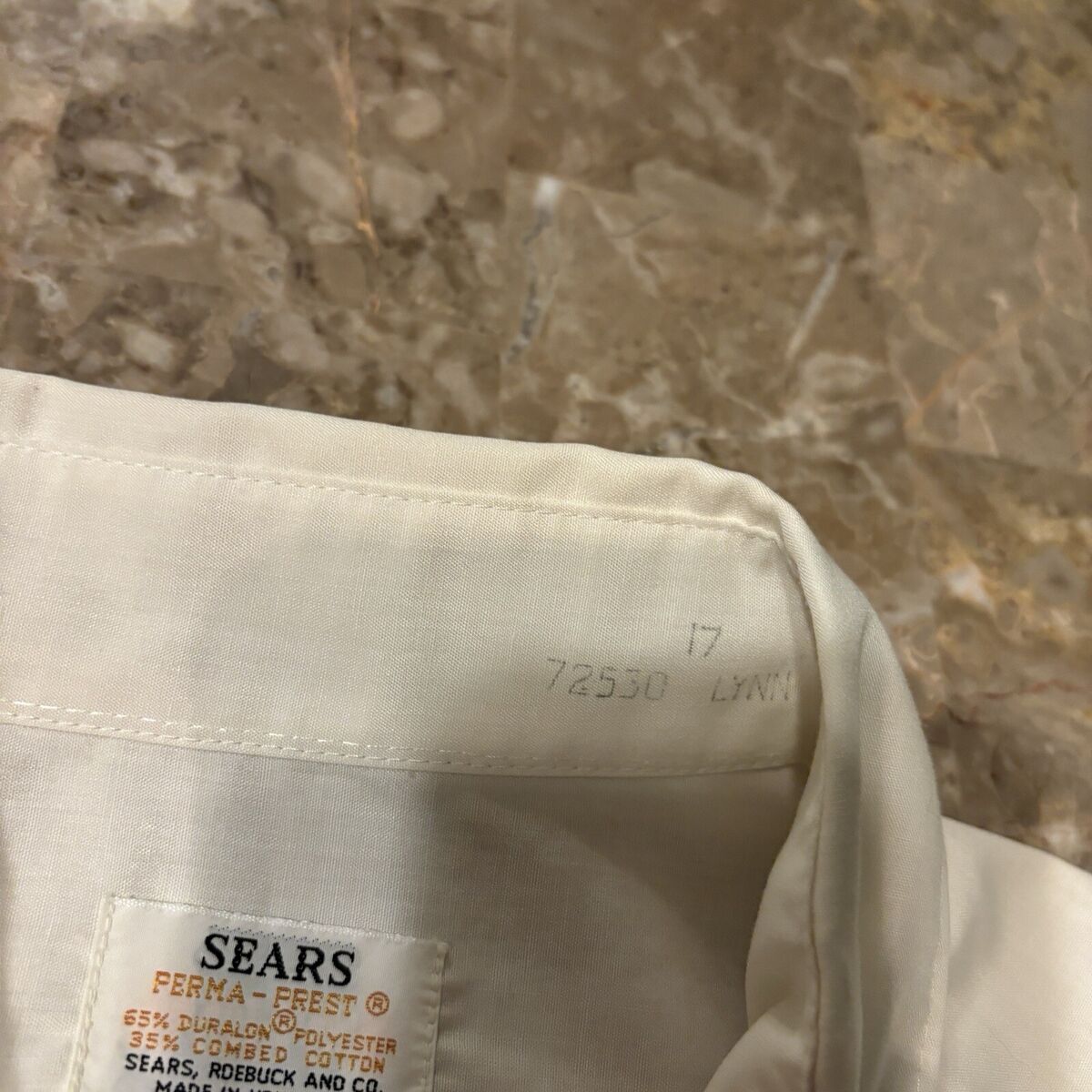 Vintage Sears Shirt Mens XL White Perma Prest Button Up 70s Vintage Sears Shirt Mens XL White Perma Prest Button Up 70s