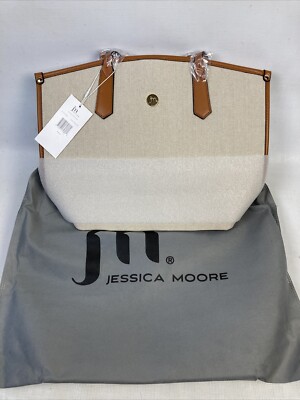 JESSICA MOORE Canvas Tote Bag/Handbag/Purse Brown/Beige NWT Travel 