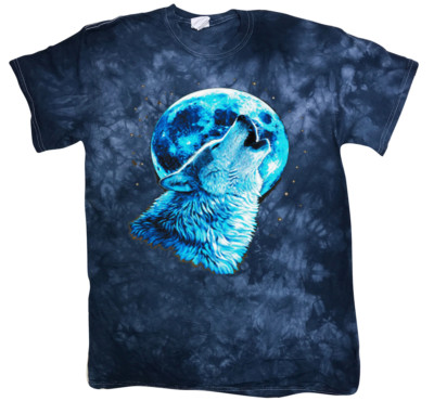 Men's Tie Dye T-shirt Lone Wolf Moon Design Graphic Tee Unique Gifts for Men