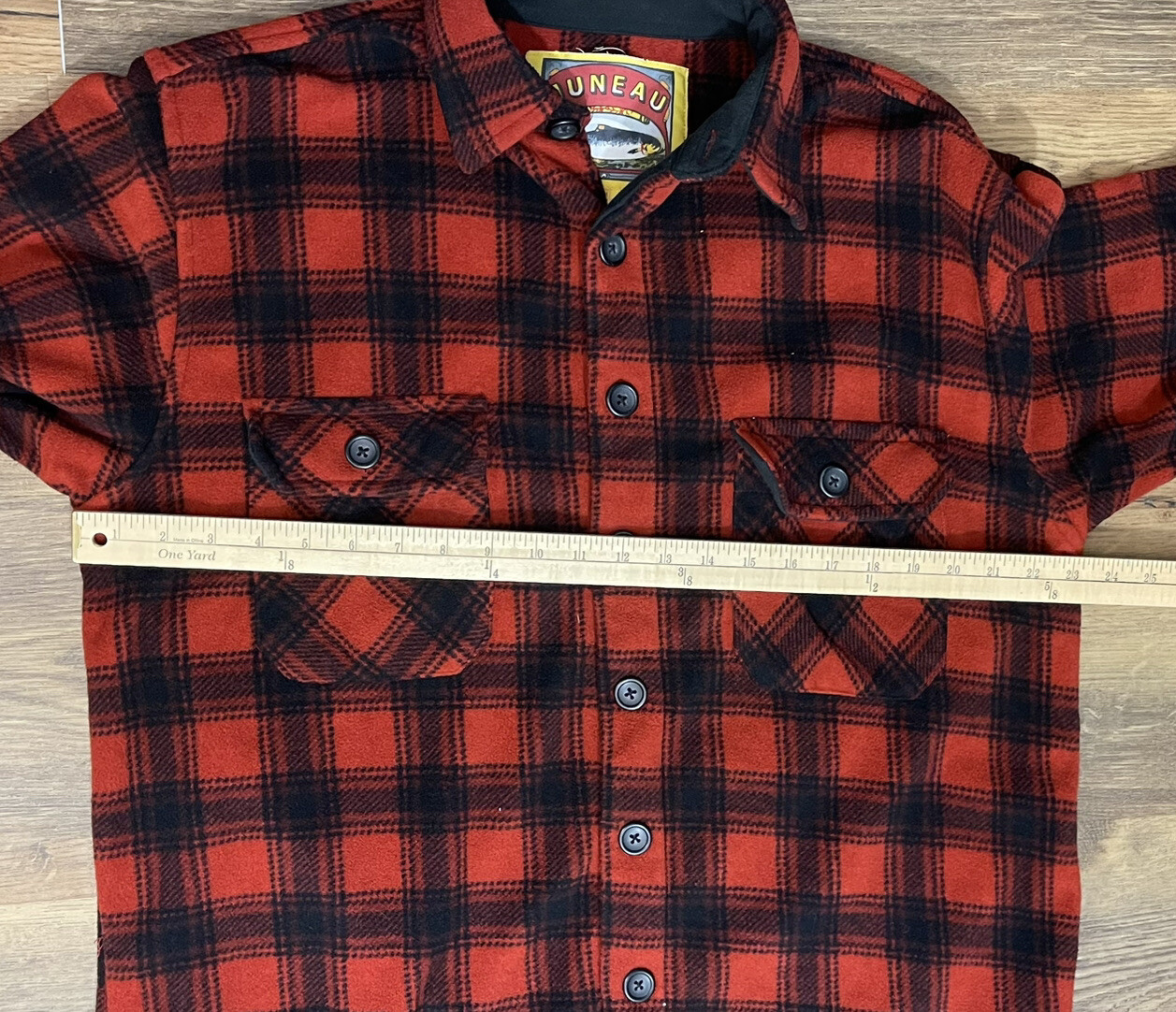 Juneau Mens Flannel Plaid Shirt Jacket Shacket Red Black Medium 