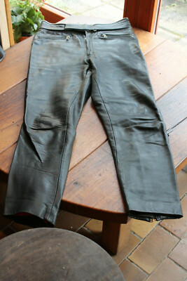 Schöne deutsche vintage HARRO Motorrad Lederhose - schwarz, D 42