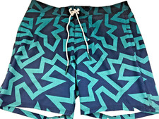 American Eagle Board Shorts Mens Medium 35.5 Navy-Blue Print Hook  Loop w/tie