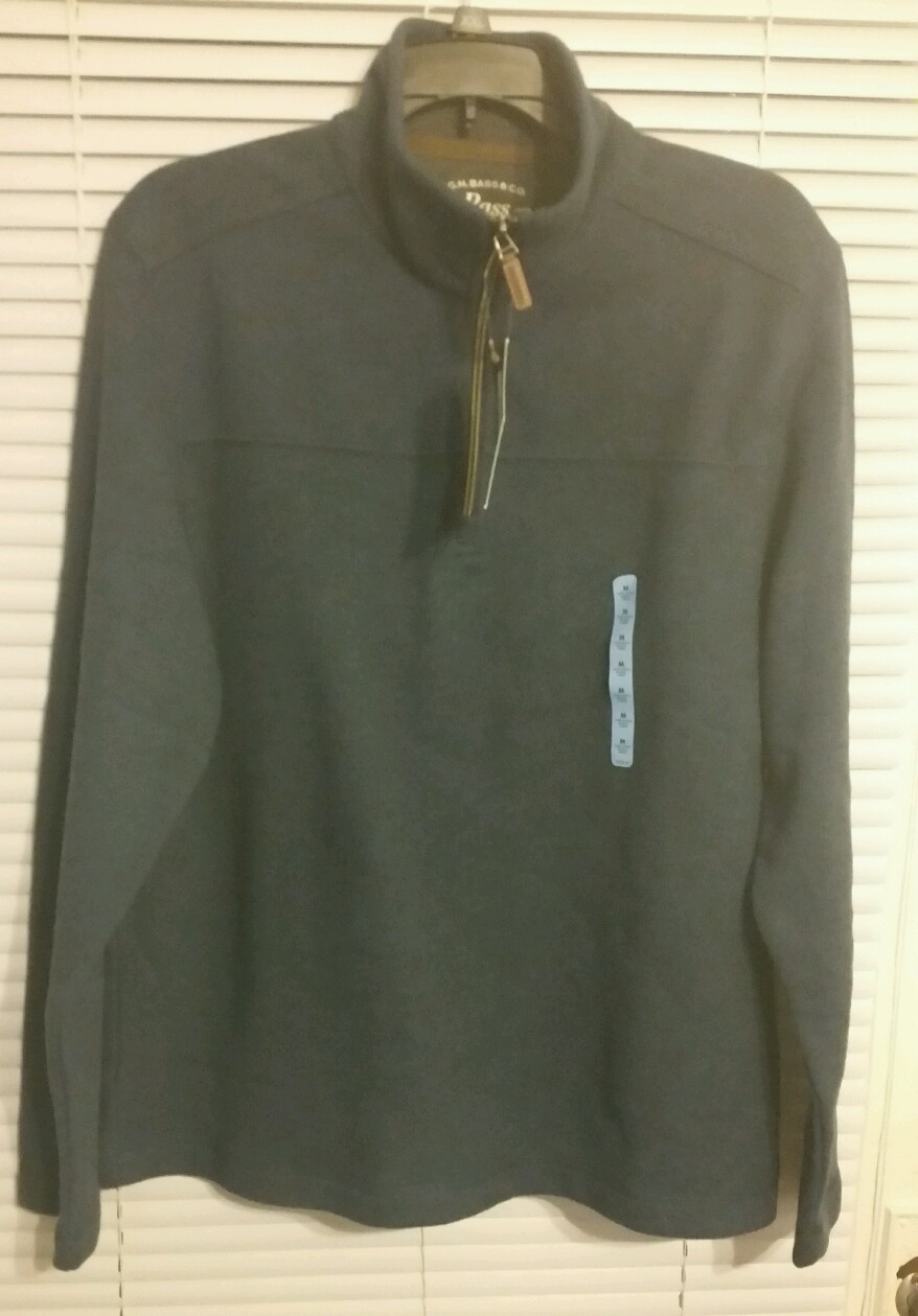 G.H. BASS MEN'S ROCK SWEATER FLEECE - SIZE MEDIUM - COLOR BLUE - 1/4 ...