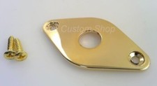 True Custom Shop  Gold Curved Football Jack Plate w/h Screws for Fender Guitars