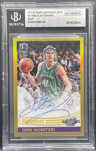 2021-22 Panini Contenders Optic - Dirk Nowitzki '84 Tribute GOLD PRIZM AUTO /10