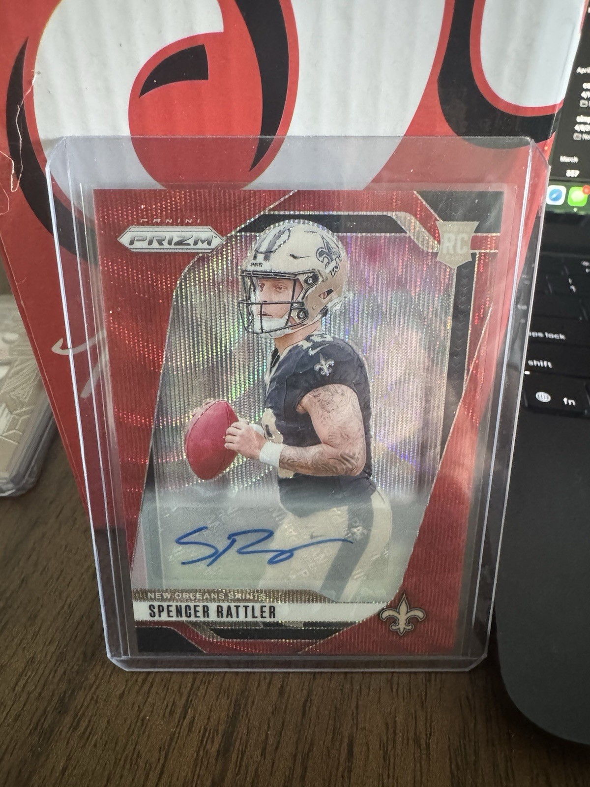 2024 Panini Prizm Spencer Rattler #388 RC Rookie Auto Red Ruby Wave /149