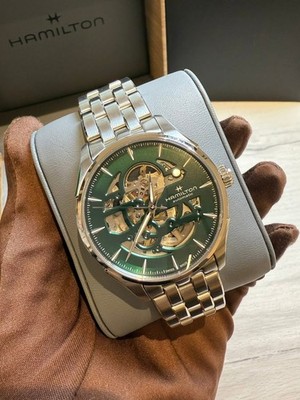 Unworn Hamilton Jazzmaster Skeleton Auto 40mm Green Dial Reference H42535160