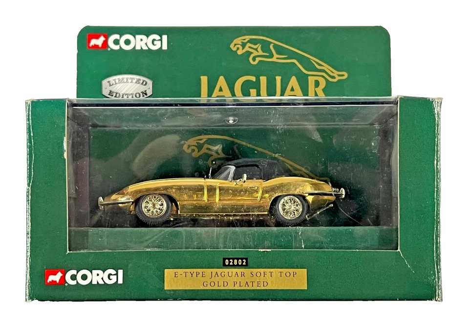 Jaguar E-Type Soft Top Gold-Plated 1:43 Scale 02802 Corgi Limited Edition  Boxed - Image 2 of 4