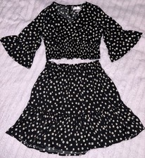 Girls Floral/Black 2-Piece Skirt Set Size 12