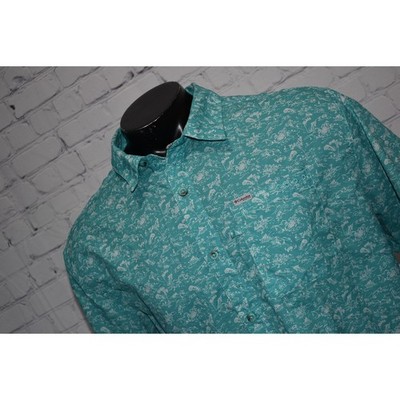 Columbia PFG Performance Fishing Gear Shirt Mens 1XL BIG Polyester Green Floral