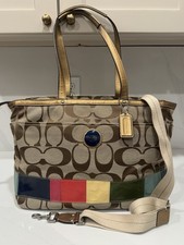 Coach Legacy Signature Stripe Diaper Travel Bag Multifunction Tote F15587