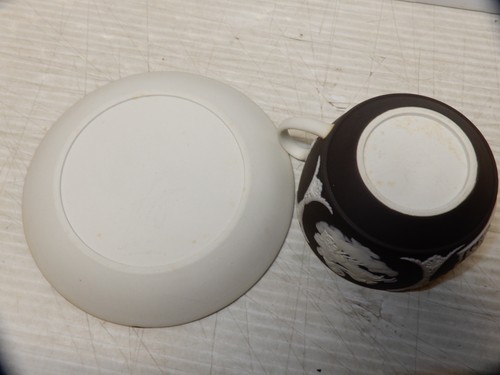ANTIQUE WEDGWOOD BLACK JASPER DIP TEA CUP AND SAUCER CA. 1860 - 第 7/9 張圖片