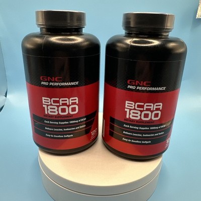 Lot Of Two! GNC Pro Performance BCAA 1800 Dietary Supplement, 120 gels 11/2026
