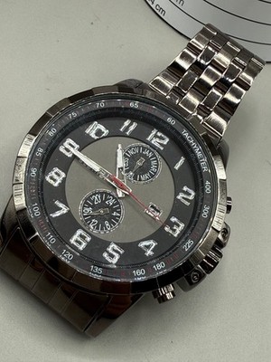 August Steiner AS8153BK Swiss Quartz Tachymeter Month Date GMT Mens Watch