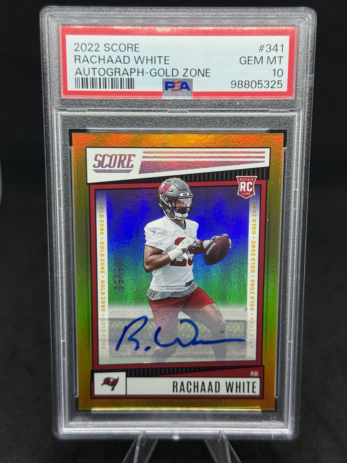Rachaad White Panini Score #341 Autograph-Gold Zone