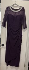 Alex Evenings Formal Gown Eggplant Rhinestone Neckline Mother Of Bride Dress 16