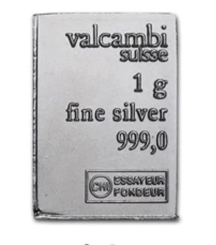Valcambi 999 Silver Bullion Bars 1 Gram Pack of 10