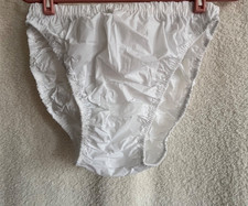 White Hi Cut Bikini PVC Pants  Textured Size L Max Waist  38”