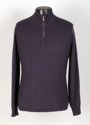 Brunello Cucinelli Cashmere 1/2 Zip Sweater - L - Purple - New - $1550 Retail