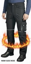 Mens Work Trousers Warm Fleece Lining Knee Pad Pockets Heavy Duty Combat Cargo