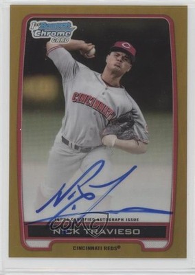 2012 Bowman Draft Chrome Picks Gold Refractor 18/50 Nick Travieso Auto 0c2