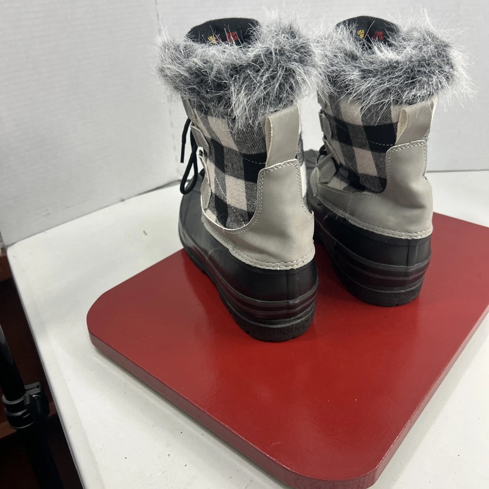 Женские сапоги Natural Reflections 200 г из древесины джилл на шнуровке 8 М серые клетчатый мех - Изображение 4 из 4