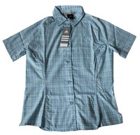 Bluse Damenbluse Fein Kariert Blau Weiss Taupe E13514 W Trail Check Adidas 38
