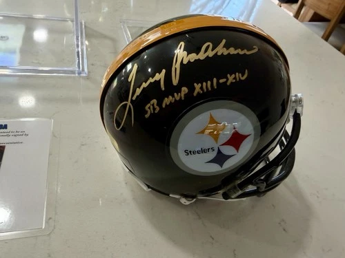 Terry Bradshaw Autographed Steelers Mini Helmet - Gridiron Authentics COA