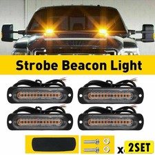 4pcs 12 Led Car Truck Strobe Light Beacon Bright Hazard Flashing Lamp Amber H