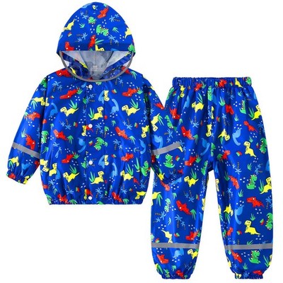 Kinder Regenmantel mit Kapuze Junge Hose & Regenjacke leicht atmungsaktiv...