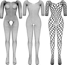 3 Packs Women Fishnet Bodysuits Mesh BodyStocking Fishnet Lingerie