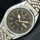 REFURBISHED SEIKO 5 AUTOMATIC 6309A JAPAN MENS VINTAGE BLACK WATCH a442146-4