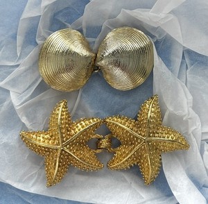 $ VTG Mimi di N Princess Seashell Buckle Belt Nautical Coastal Designer Gold Mimi Di N 3 Piece Lot Accessories Buckles Collection Ocean  main image 4