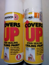 2 x Zinsser Covers Up 400 ml Aerosol Fleckenschutz Deckenfliesen Farbe weiß